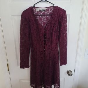 Vintage Marnie West Burgundy Lace Dress Size 10